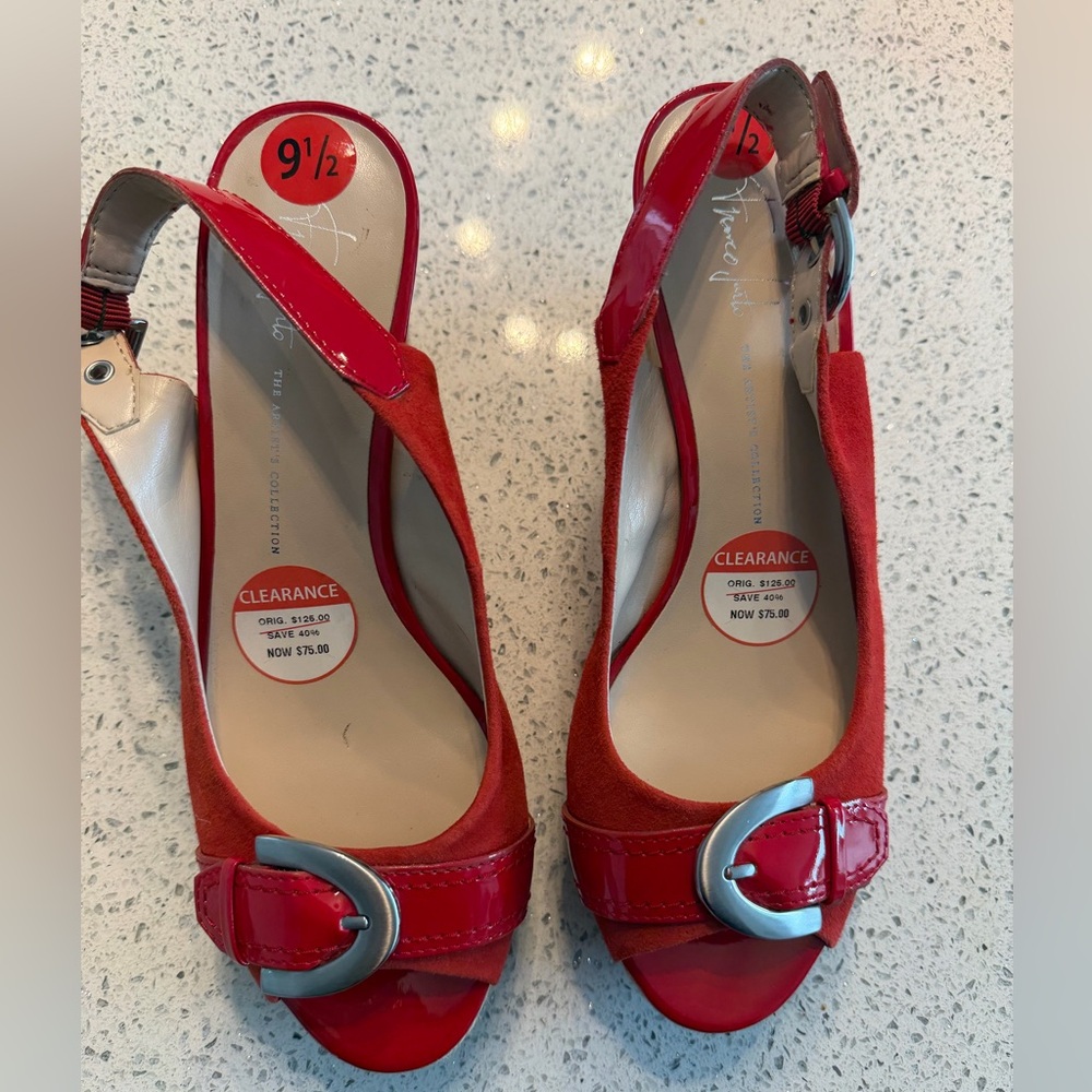 NWT Franco Sarto Red Wedge Heels